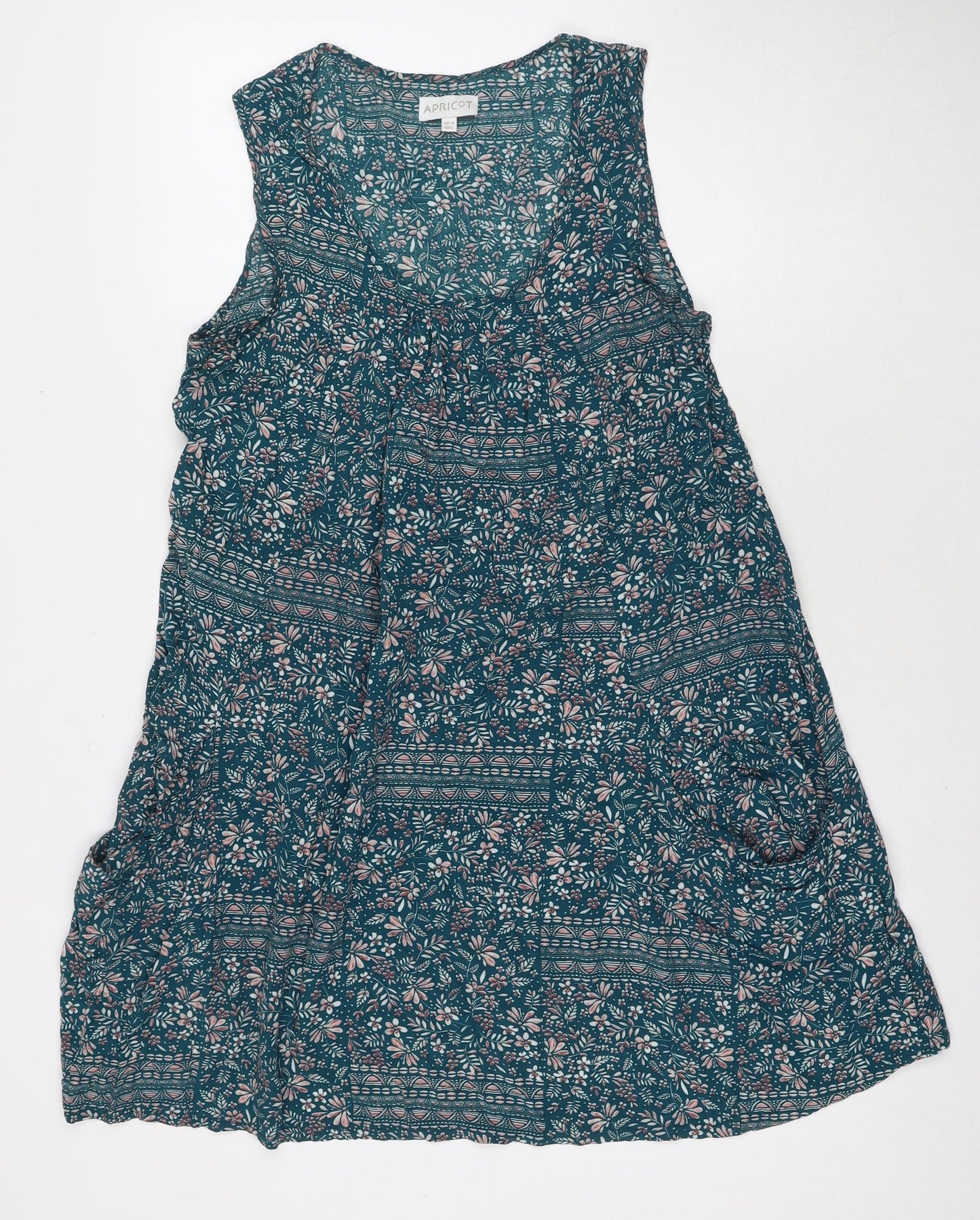 Apricot Womens Blue Floral Polyester A-Line Size 14 Round Neck Pullover