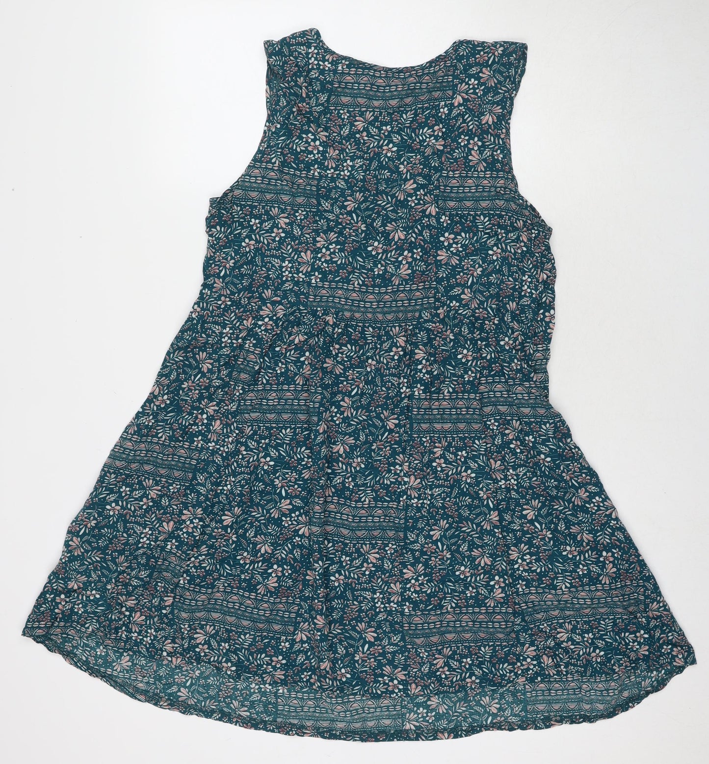 Apricot Womens Blue Floral Polyester A-Line Size 14 Round Neck Pullover