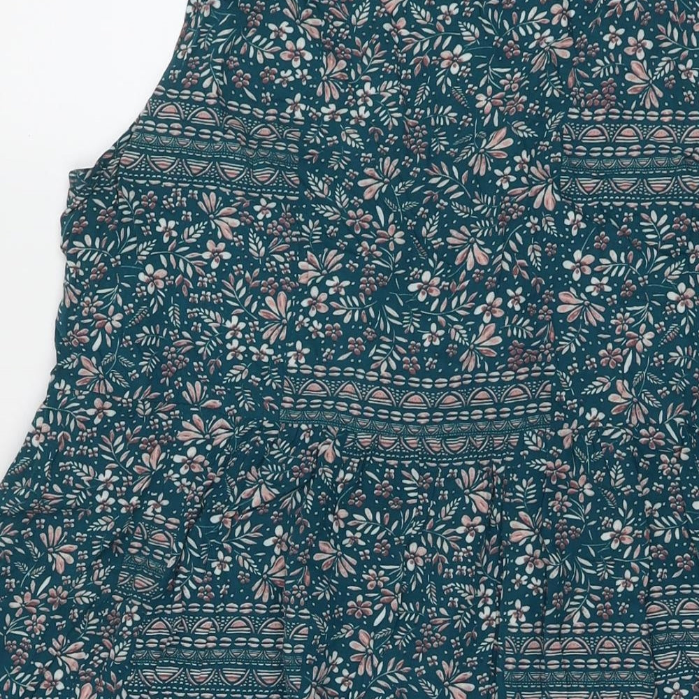 Apricot Womens Blue Floral Polyester A-Line Size 14 Round Neck Pullover