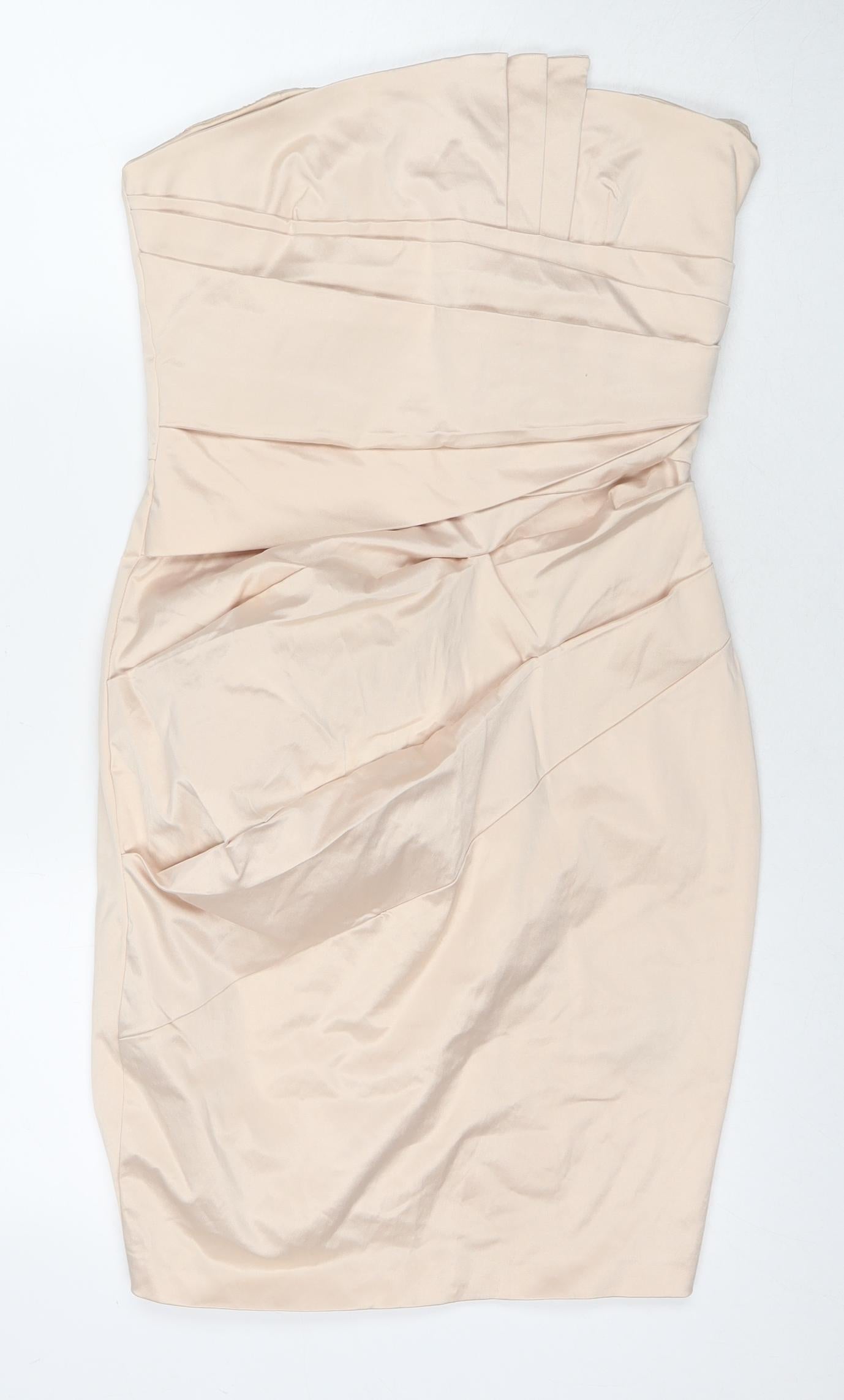 ASOS Womens Beige Cotton A-Line Size 14 Sweetheart Zip