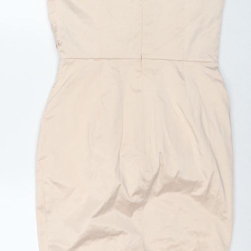 ASOS Womens Beige Cotton A-Line Size 14 Sweetheart Zip