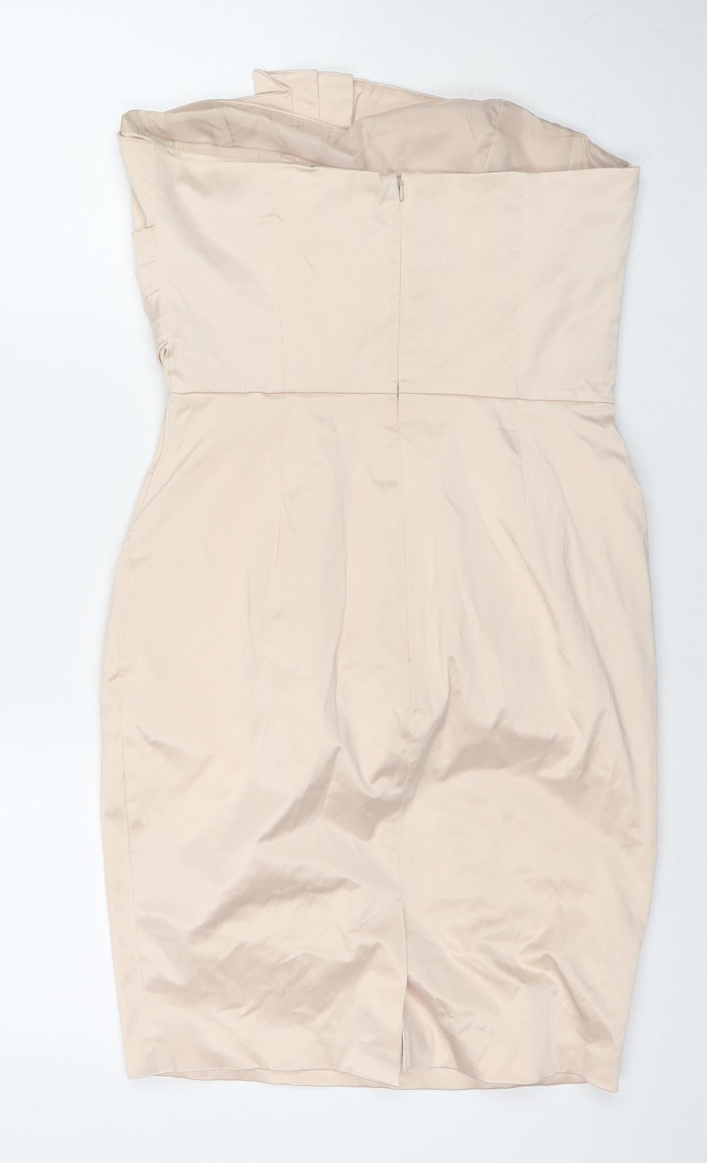 ASOS Womens Beige Cotton A-Line Size 14 Sweetheart Zip