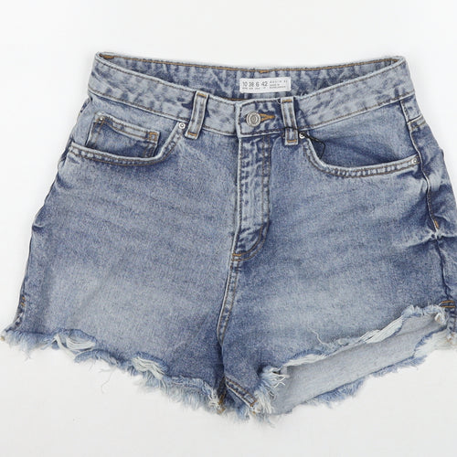 Denim & Co. Womens Blue Cotton Cut-Off Shorts Size 10 L3 in Regular Zip