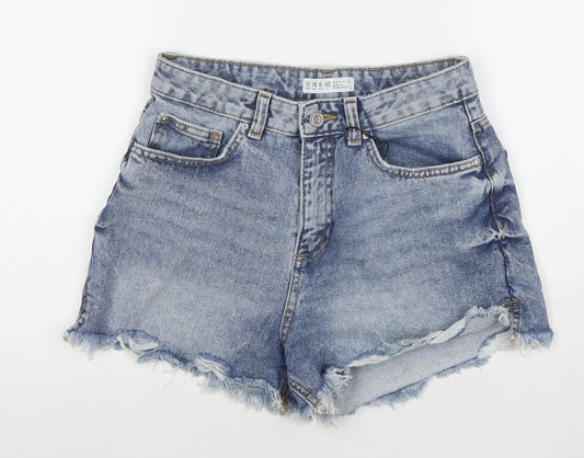 Denim & Co. Womens Blue Cotton Cut-Off Shorts Size 10 L3 in Regular Zip