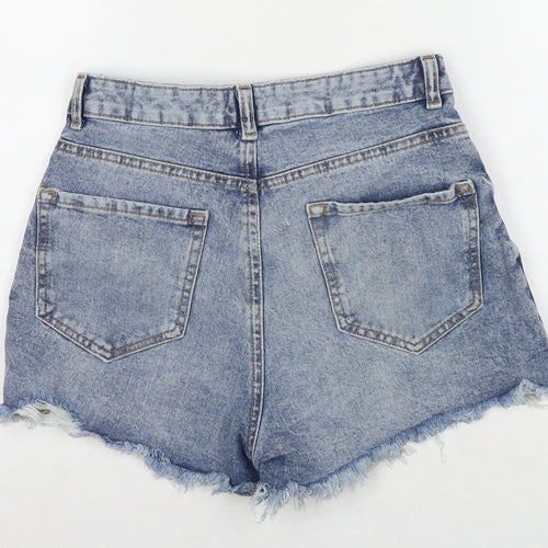 Denim & Co. Womens Blue Cotton Cut-Off Shorts Size 10 L3 in Regular Zip