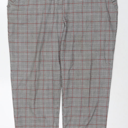 Look Again Womens Grey Check Polyester Trousers Size 16 L25 in Regular Zip