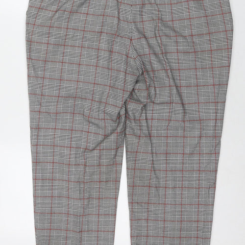 Look Again Womens Grey Check Polyester Trousers Size 16 L25 in Regular Zip