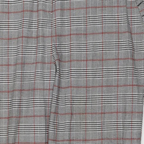 Look Again Womens Grey Check Polyester Trousers Size 16 L25 in Regular Zip