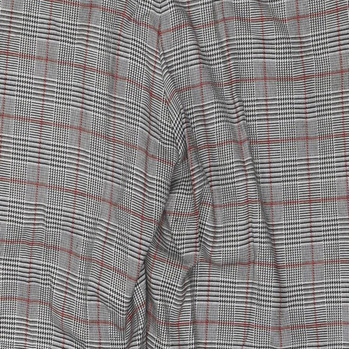 Look Again Womens Grey Check Polyester Trousers Size 16 L25 in Regular Zip