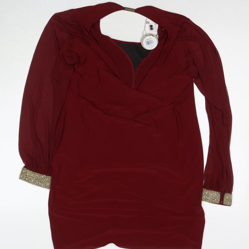 Apricot Womens Red Polyester A-Line Size 16 Round Neck Pullover