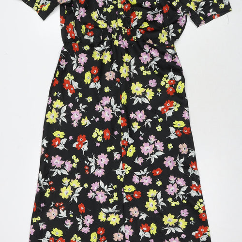 ASOS Womens Black Floral Polyester Maxi Size 10 Round Neck Zip