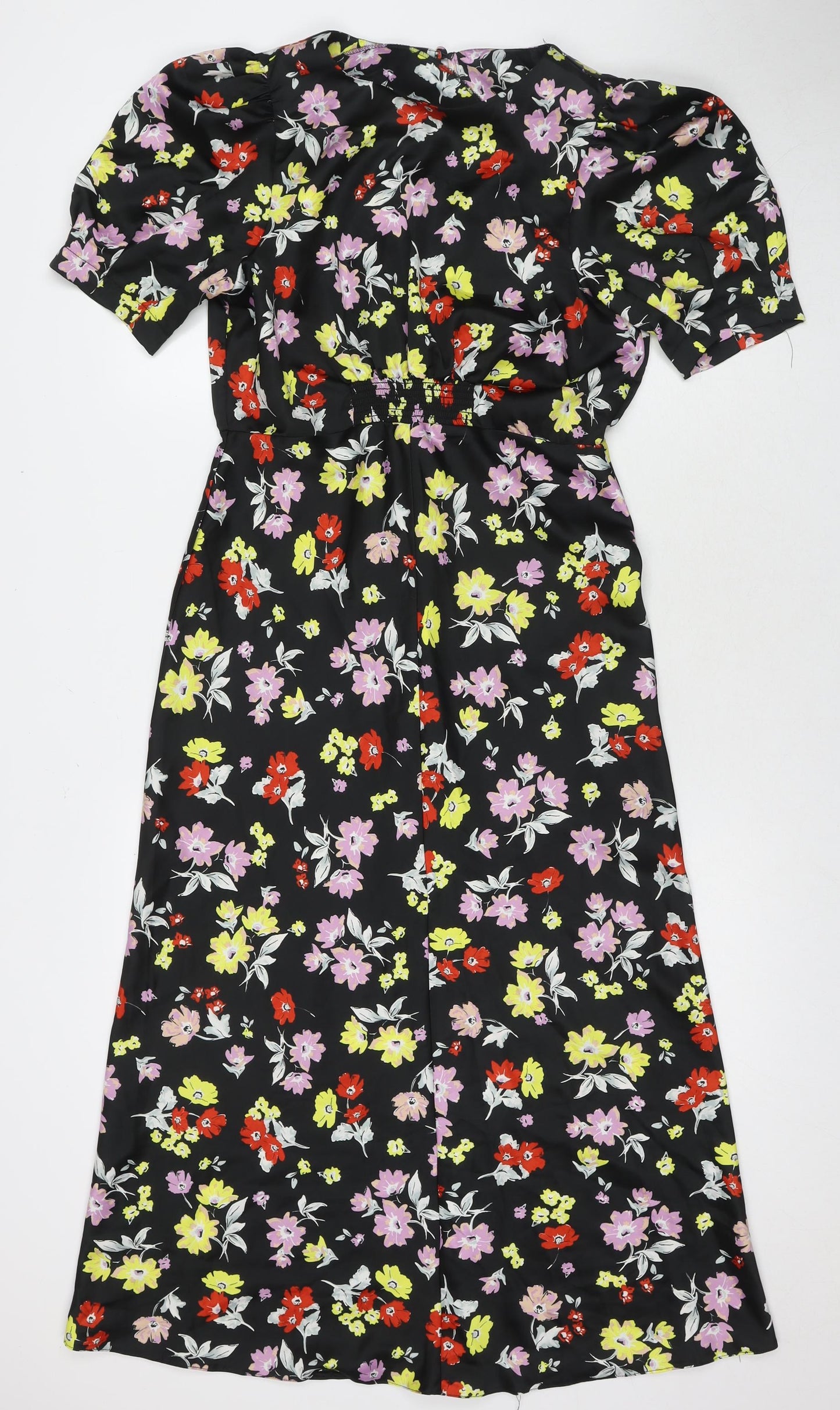 ASOS Womens Black Floral Polyester Maxi Size 10 Round Neck Zip