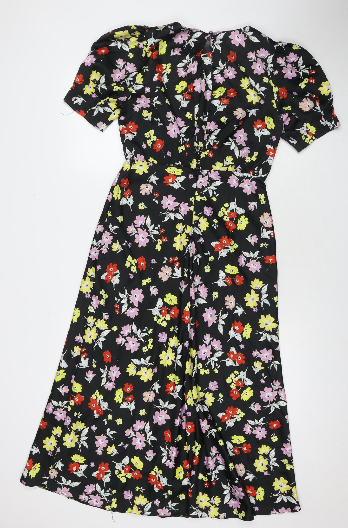 ASOS Womens Black Floral Polyester Maxi Size 10 Round Neck Zip