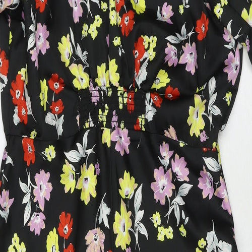 ASOS Womens Black Floral Polyester Maxi Size 10 Round Neck Zip