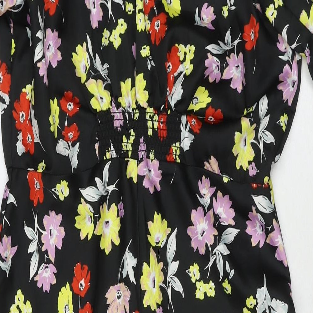 ASOS Womens Black Floral Polyester Maxi Size 10 Round Neck Zip