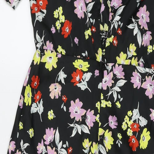 ASOS Womens Black Floral Polyester Maxi Size 10 Round Neck Zip