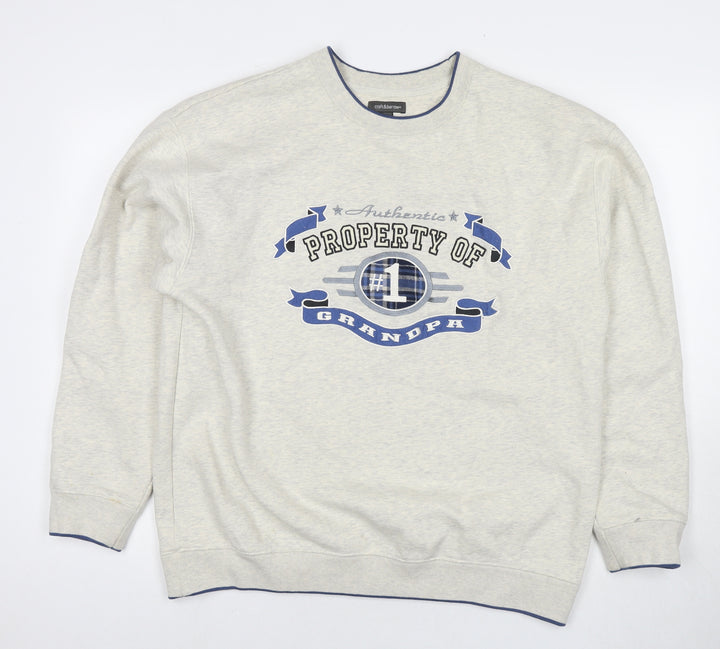 Croft & Barrow Mens Grey Cotton Pullover Sweatshirt Size M - Logo