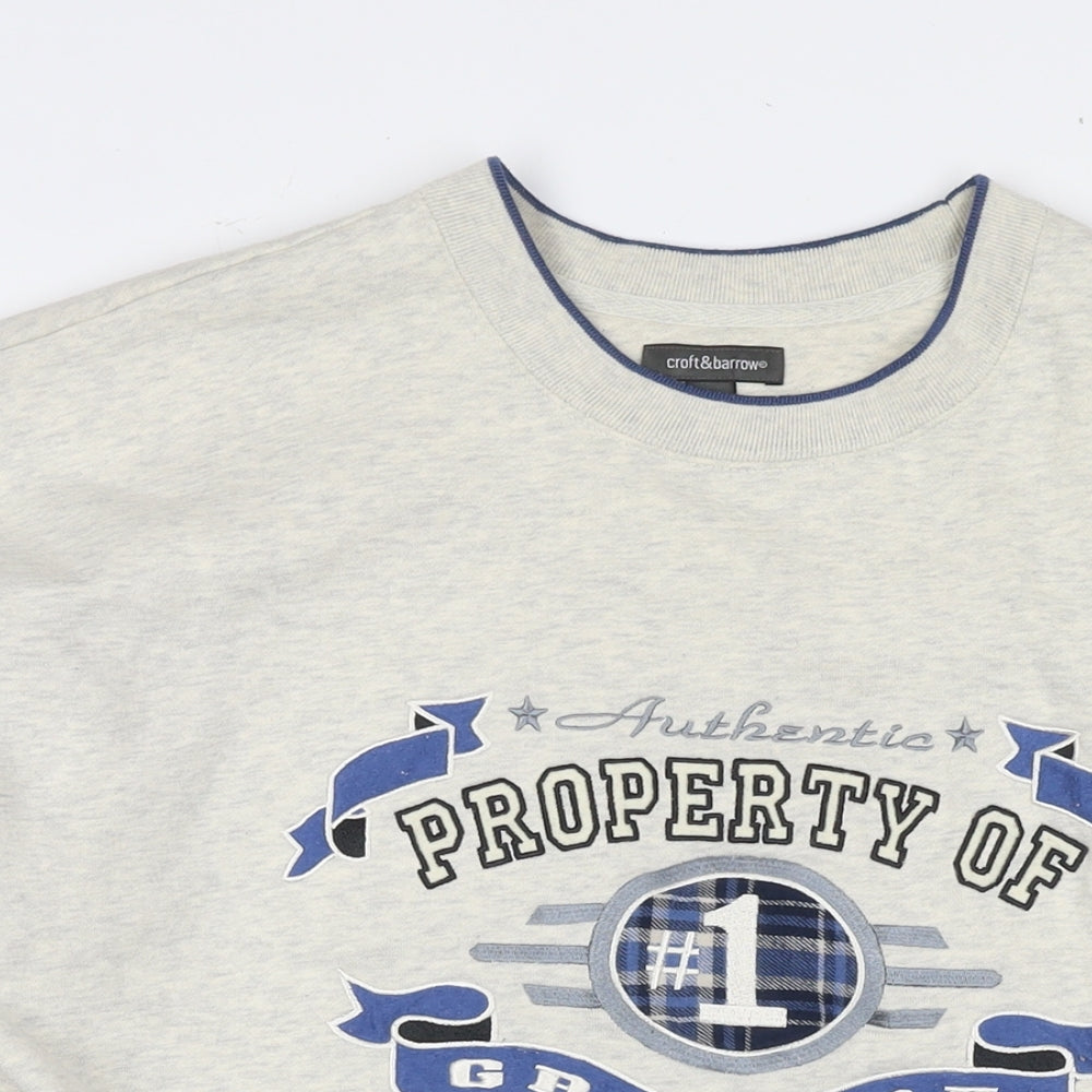 Croft & Barrow Mens Grey Cotton Pullover Sweatshirt Size M - Logo