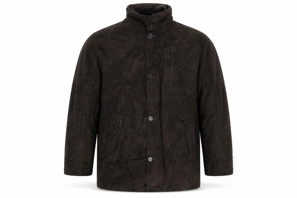 Front view of Marks & Spencer men’s brown jacket coat, size M, zip