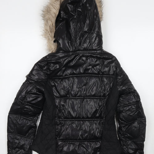 River Island Womens Black Quilted Jacket Size 8 Zip