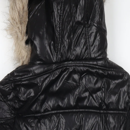 River Island Womens Black Quilted Jacket Size 8 Zip