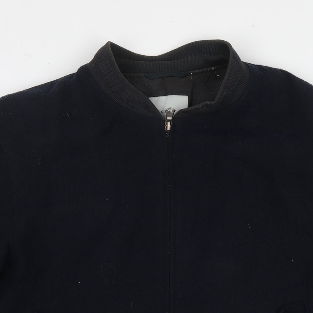 Jigsaw Mens Blue Bomber Jacket Jacket Size S Zip