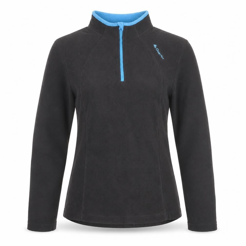 Front view of Quechua women’s grey polyester pullover sweatshirt, size S, pullover -, size S/m