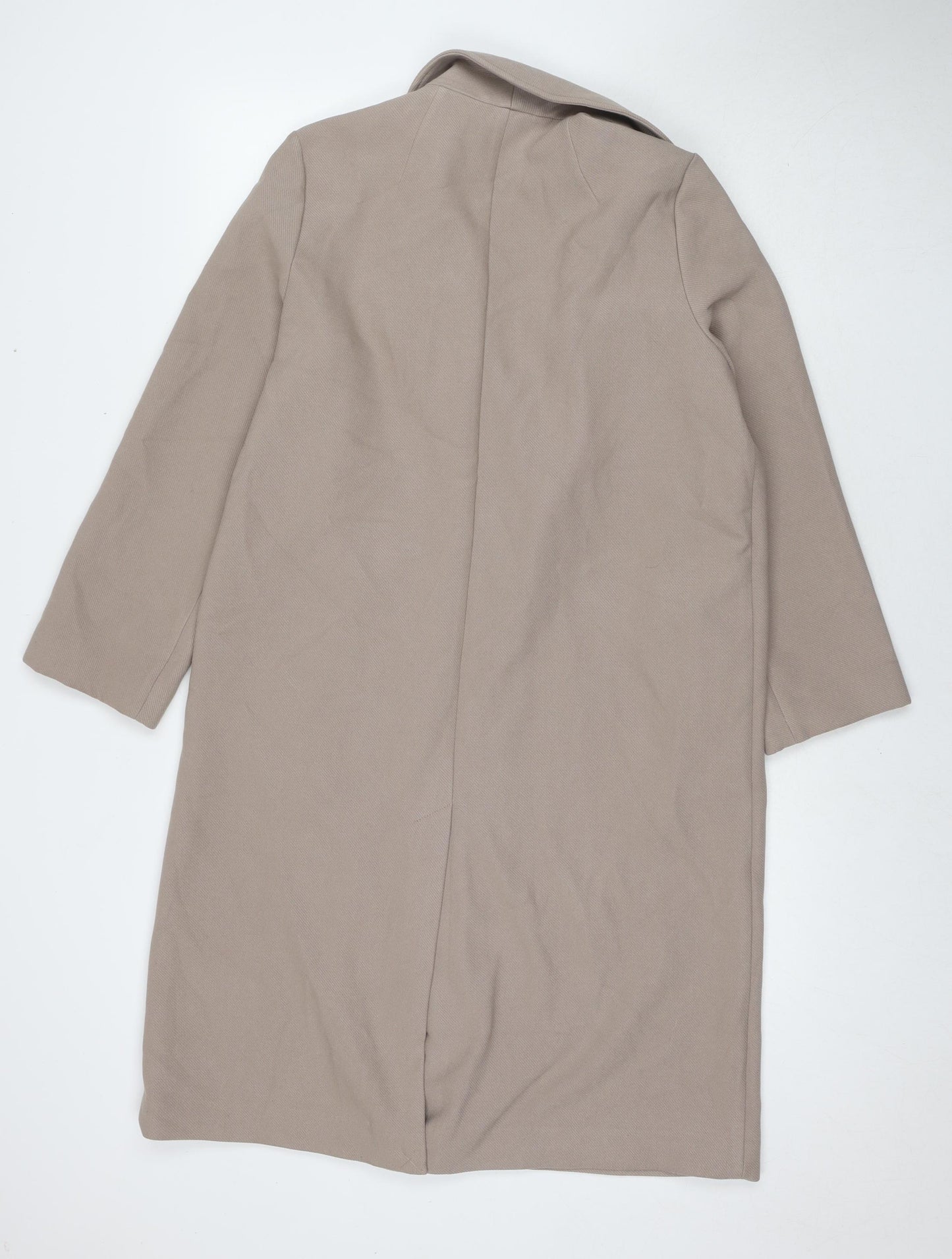 H&M Womens Beige Overcoat Coat Size S Button