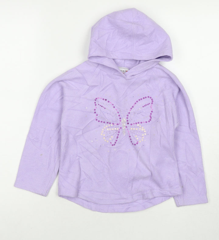 NEXT Girls Purple Polyester Pullover Hoodie Size 6 Years Pullover - Sequin Detail