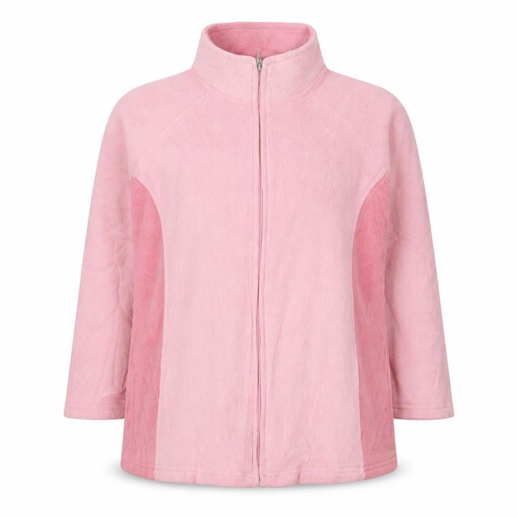 Front view of EWM women’s pink jacket, size UK 18, zip -, size UK 18-20