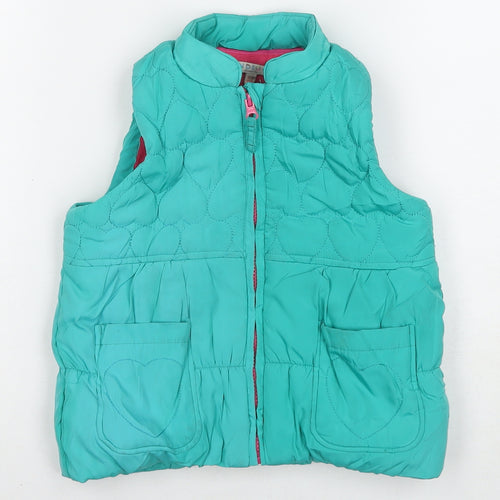 Indigo Girls Green Gilet Waistcoat Size 4-5 Years Zip