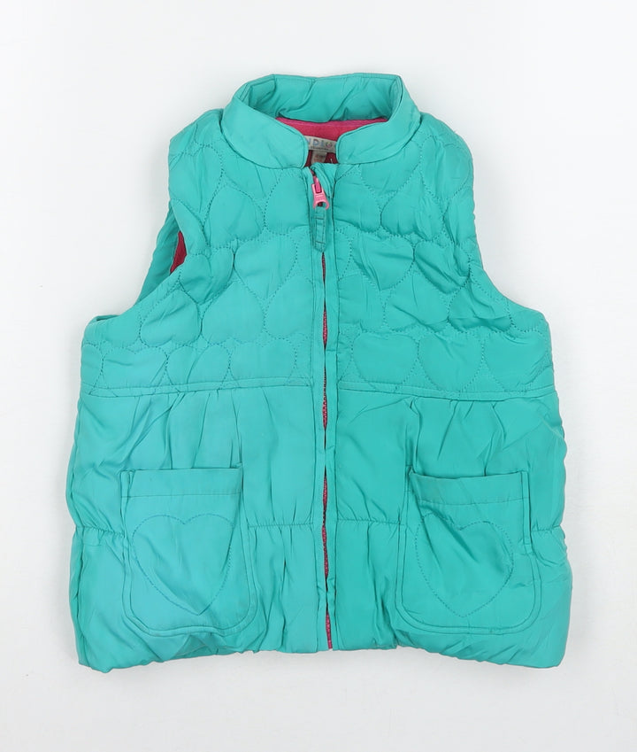 Indigo Girls Green Gilet Waistcoat Size 4-5 Years Zip