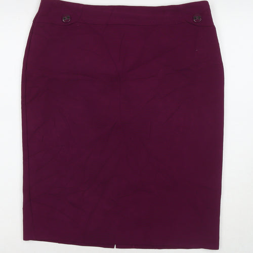 Marks and Spencer Womens Purple Polyester Straight & Pencil Skirt Size 14 Zip