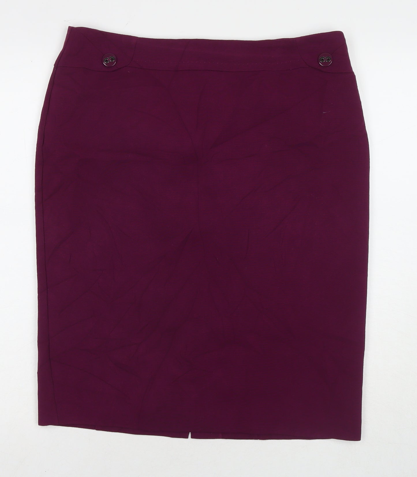 Marks and Spencer Womens Purple Polyester Straight & Pencil Skirt Size 14 Zip