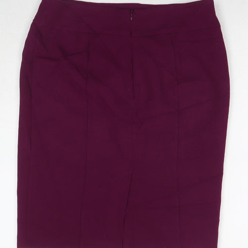 Marks and Spencer Womens Purple Polyester Straight & Pencil Skirt Size 14 Zip