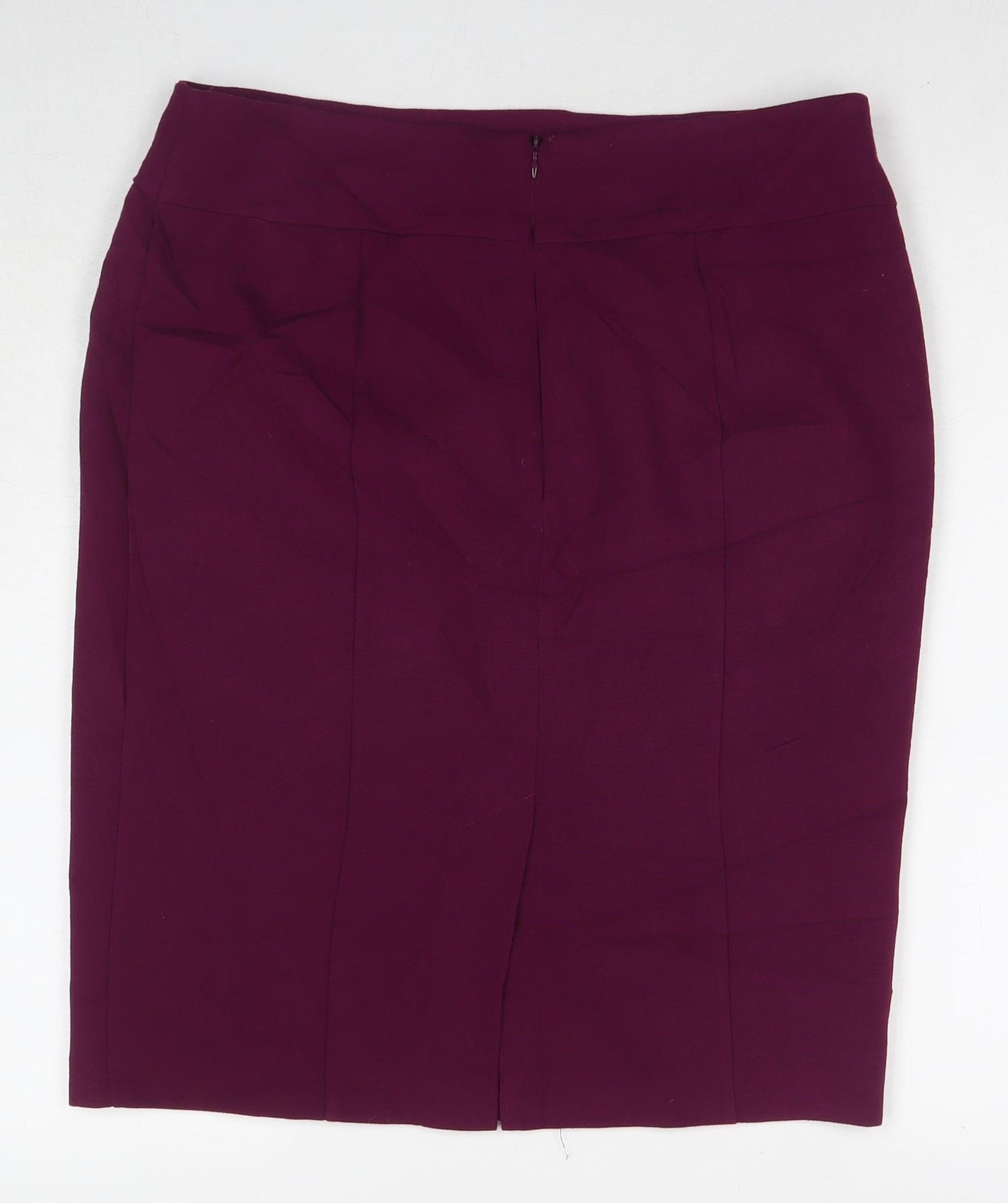 Marks and Spencer Womens Purple Polyester Straight & Pencil Skirt Size 14 Zip