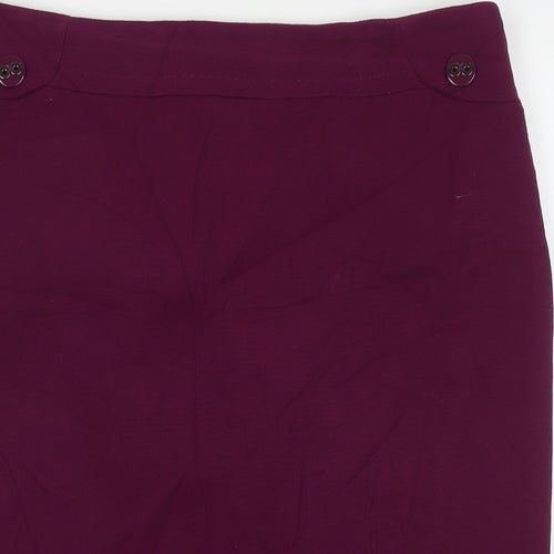 Marks and Spencer Womens Purple Polyester Straight & Pencil Skirt Size 14 Zip