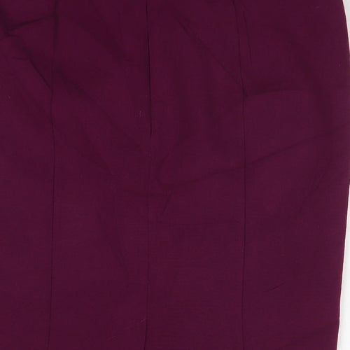 Marks and Spencer Womens Purple Polyester Straight & Pencil Skirt Size 14 Zip