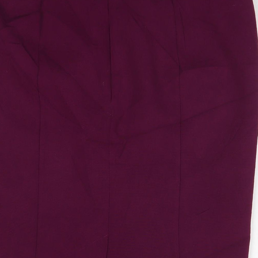 Marks and Spencer Womens Purple Polyester Straight & Pencil Skirt Size 14 Zip