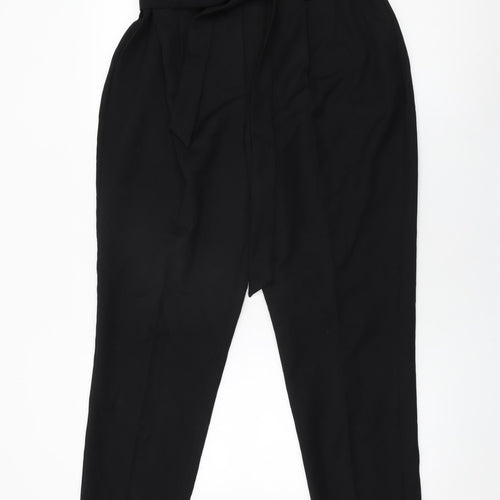 Very Womens Black Polyester Trousers Size 16 L28.5 in Regular Zip - Belted