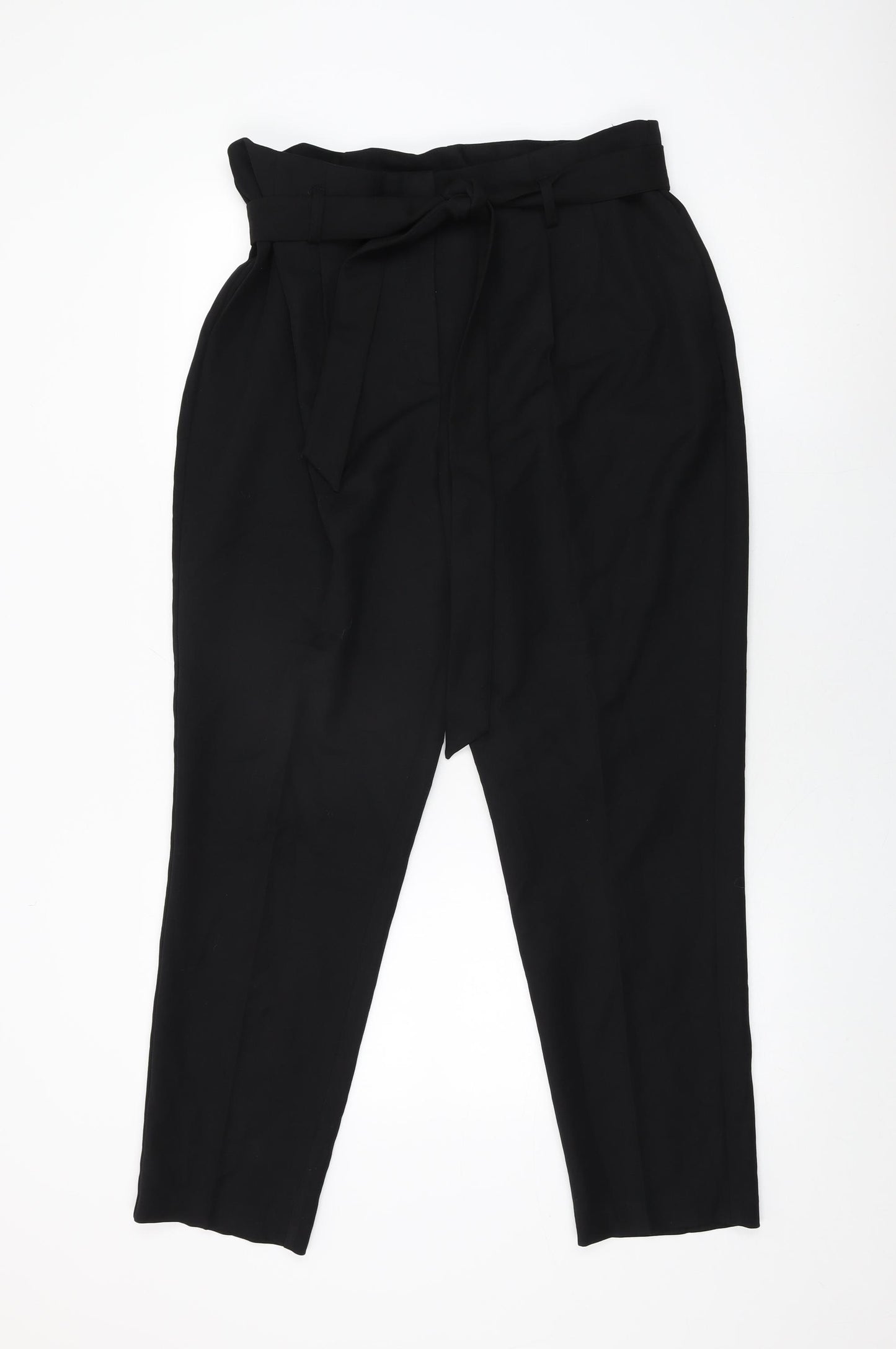 Very Womens Black Polyester Trousers Size 16 L28.5 in Regular Zip - Belted