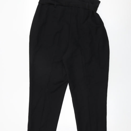 Very Womens Black Polyester Trousers Size 16 L28.5 in Regular Zip - Belted