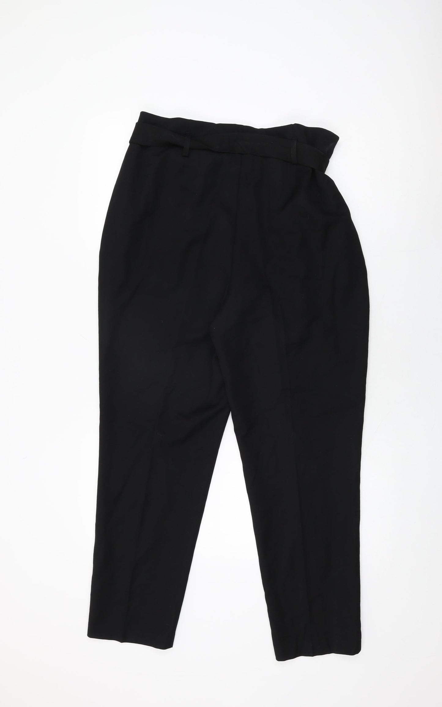 Very Womens Black Polyester Trousers Size 16 L28.5 in Regular Zip - Belted