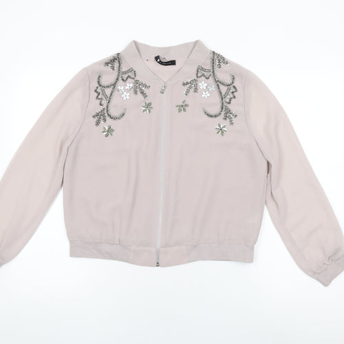 Very Womens Pink Floral Jacket Size 12 Zip