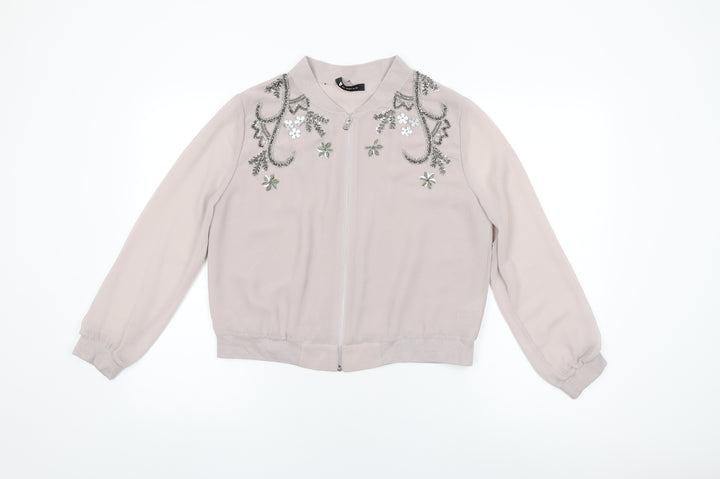 Very Womens Pink Floral Jacket Size 12 Zip