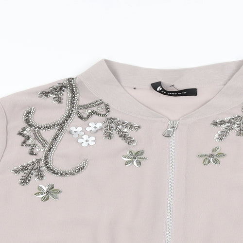 Very Womens Pink Floral Jacket Size 12 Zip
