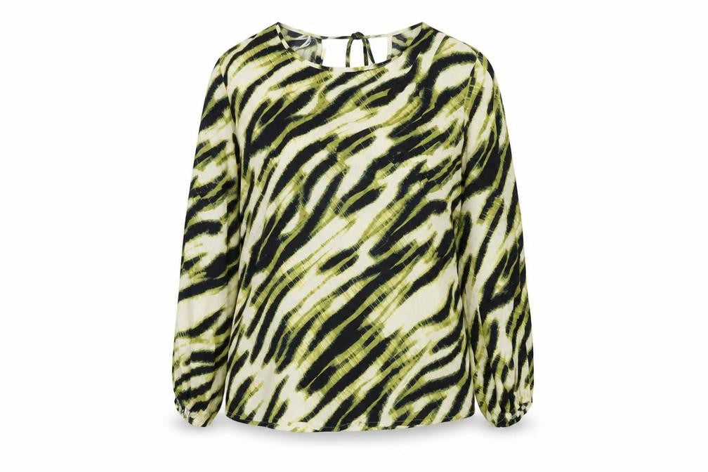 Front view of Autograph women’s ivory animal print cupro basic t-shirt, size UK 8, round neck