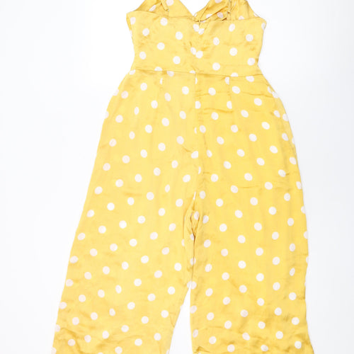Missguided Womens Yellow Polka Dot Polyester Jumpsuit One-Piece Size 10 L21 in Zip