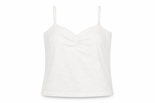 Front view of Essentials women’s white cotton basic t-shirt, size UK 14, v-neck