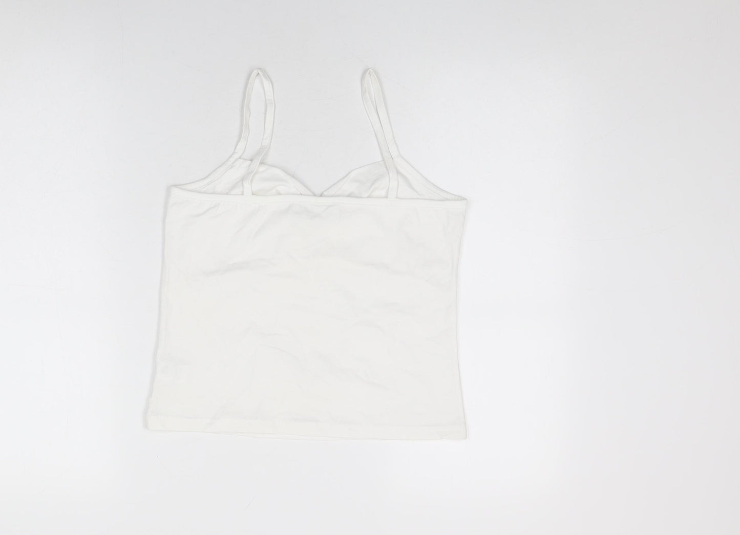 Essentials Womens White Cotton Basic T-Shirt Size 14 V-Neck